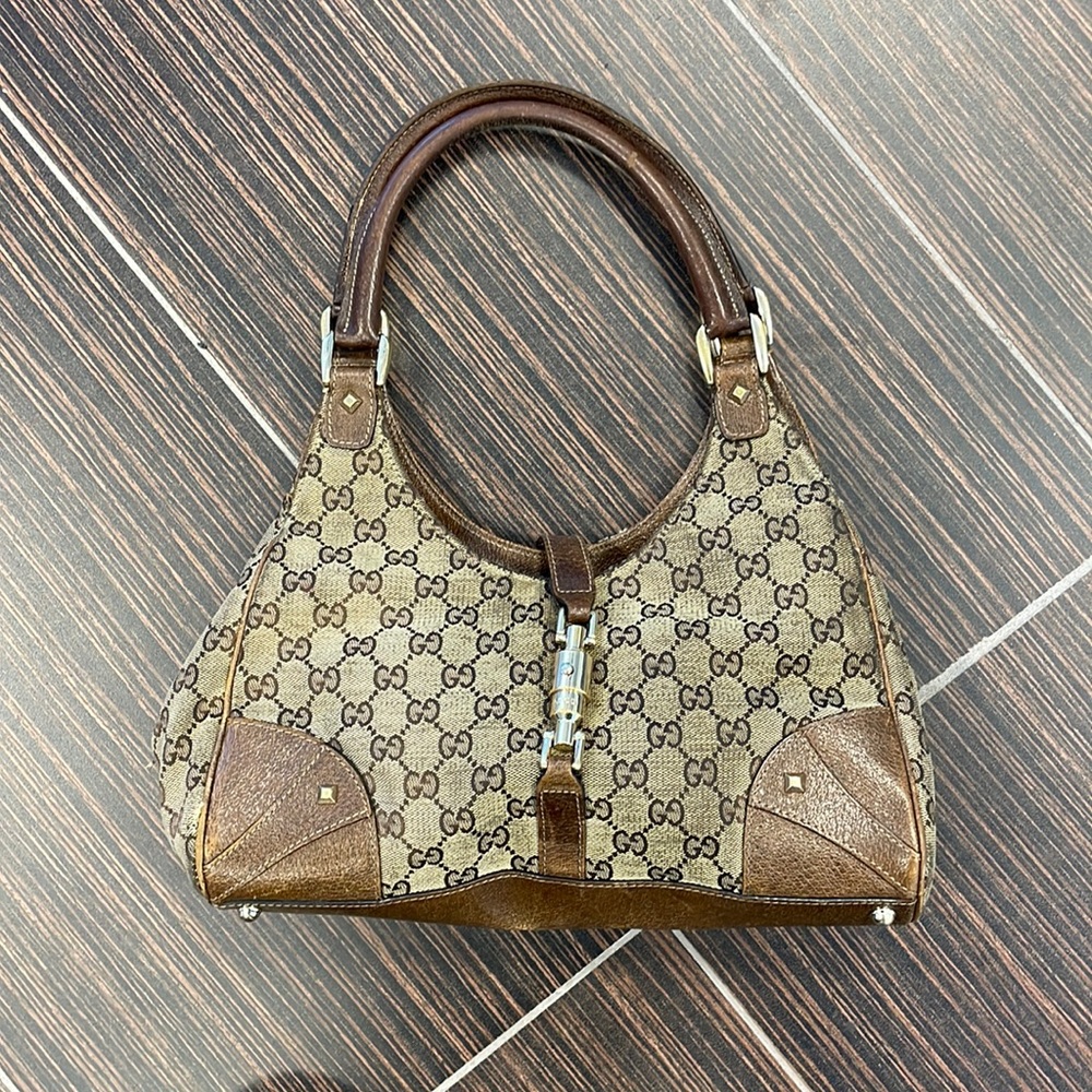 Gucci Vintage Jackie O Hobo GG Monogram Handbag